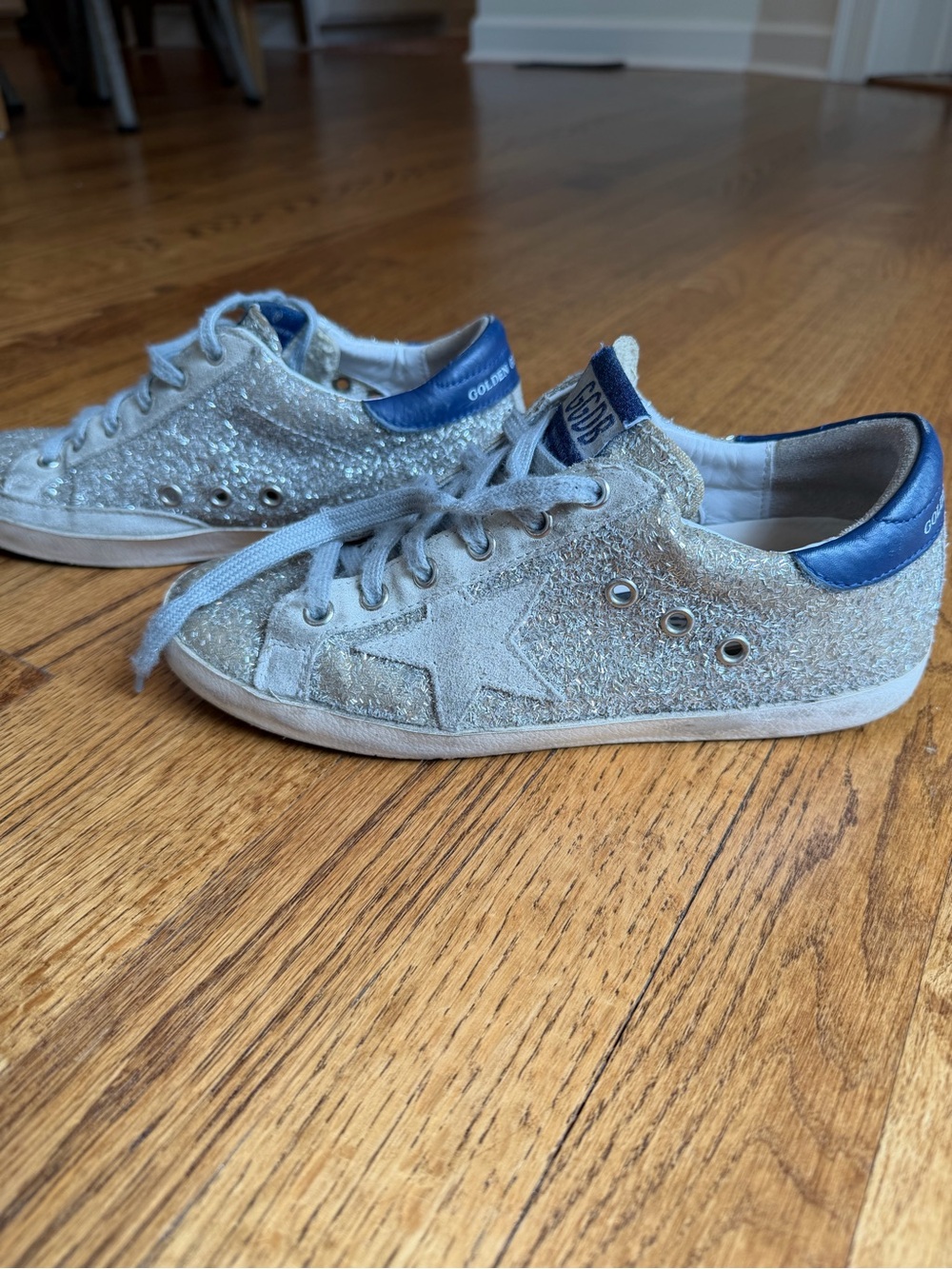Authentic Golden Goose Silver Glitter Superstar Shoes. - Picture 3 of 10